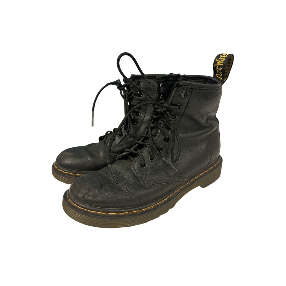 Dr. Martens 1460 J Black Leather Lace Up Zip Ankle Boots Kid's Size US 1‎ UK Q3